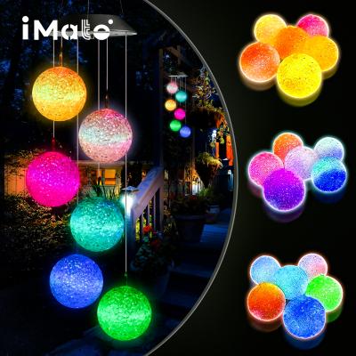 China Bedroom Solar Crystal Ball Wind Chime Lights Indoor Color Changing LED Fairy Lights For Bedroom for sale