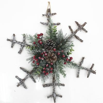 China Best Plastic Artificial Christmas Flocked Snowflake Garlands With Christmas Ornaments for sale