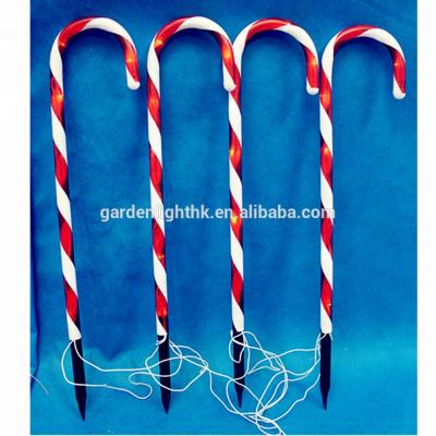 China Christmas Garden Decoration Plastic Candy Cane Led Stake Lights Battery Christmas Led Light for sale