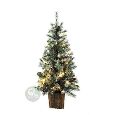 China High Quality Lighted Green Potted Christmas Tree, Snow Needle Pine Christmas Tree, Assembled Christmas Tree Customized Size for sale