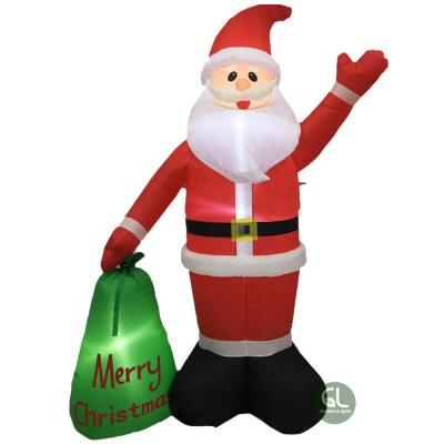 China Polyester Fabric OEM And ODM High Power Inflatable Airblown LED Motion Santa With Gift Bag for sale