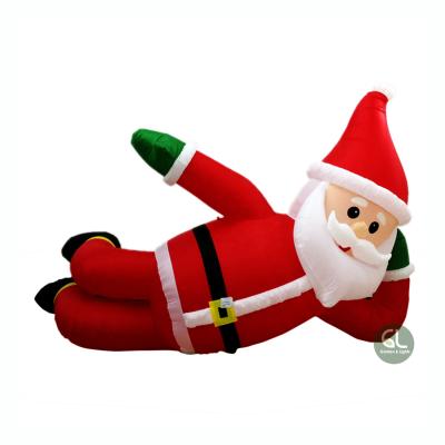 China Christmas Large Inflatable Santa Polyester Fabric Airblown Inflatable Sleeping Lazy Santa Santa for sale