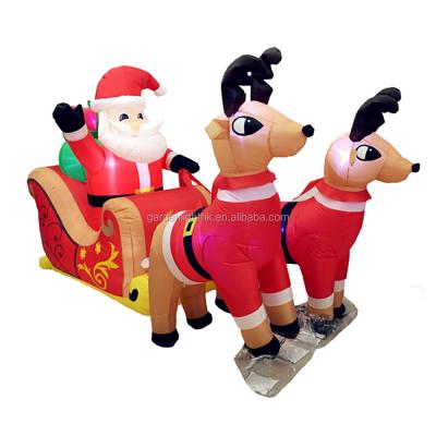 China Polyester Wholesales Inflatable Santa With Sleigh And Reindeer Outdoor Christmas for sale