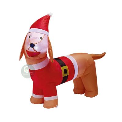 China Custom Inflatable Christmas Decoration 4ft Polyester Dachshund Christmas Decoration Outdoor Inflatable Dog for sale