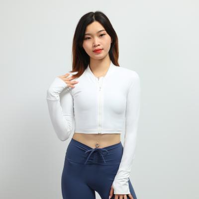 China Breathable Women Eco Friendly Sustainable White Recycled Polyester Drying Golf Sports Zipper Crop Fitted Super Dry Jackets for sale