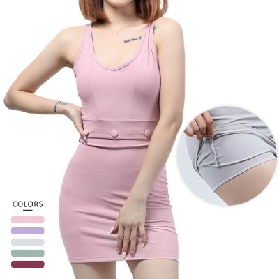 China Custom Summer Women's Anti-Pilling Sports Overalls Tank One-Piece Dress Skirts Shorts Ladies Bodycon Overalls for sale