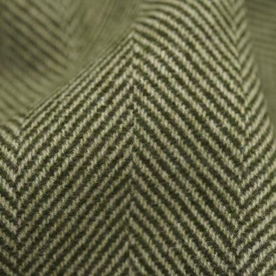 China Viable Army Green Mixed Large Stain Wool Fabric Coat Skirt Alpaca Wool Double Sided Thick Herringbone Fabric for sale