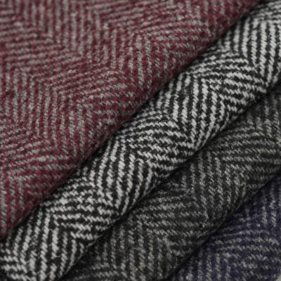 China Stain viable, large mixed color herringbone pattern, wool blended fabric 650g style autumn and winter coat thick woolen clothing fabric for sale