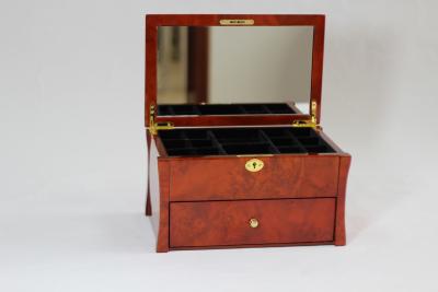 China Personalised Decorative Lockable Wooden Jewelry Box With Mirror / Drawer for sale