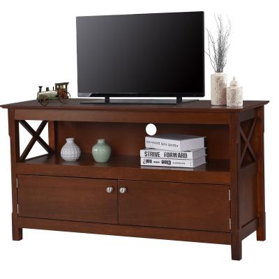 China Large Living Room Wooden Television Stands With Open Shelf / X Side Cabinets for sale