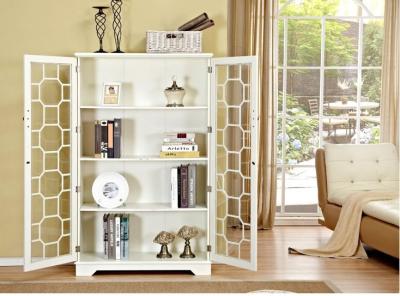 China Natural Wood White Bookcase With Doors , Safely Store Your Favorites for sale