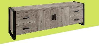 China Wooden TV Unit Designs In The Living Room , Low TV Stand with Four Drawers for sale