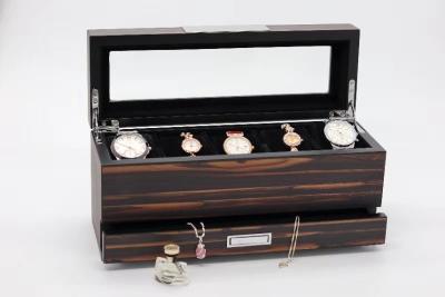 China joyero de madera con el cajón, organizador del jewlery, bandeja superior para los relojes, con la ventana de cristal en la parte superior en venta