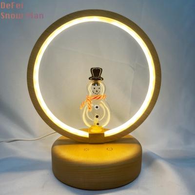 China Household OEM Cute Christmas Snowman Nebulizer LED Ring Home Flame Light Glass Aroma Diffuser for sale