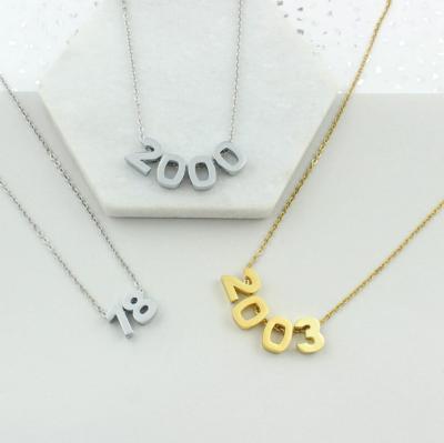 China Wholesale Customization Stainless Steel Birth Year Silver Simple Necklace Nickel Free for sale