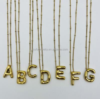 China Nickel free ready to ship A-Z Balloon Necklace, 18k gold plated solid stainless steel bubble initial letter necklace for sale