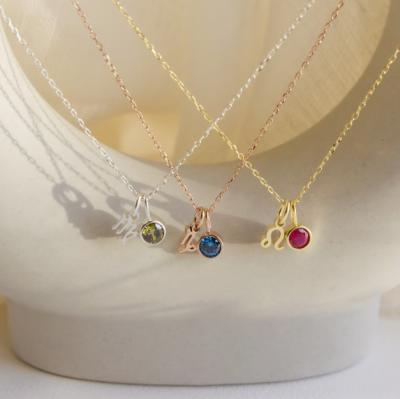 China Wholesale Nickel Free New Products 18k Gold Plated Stainless Steel Zodiac Birthstone Necklace No Faded Minimalist Zodiac Gemstone Necklace for sale