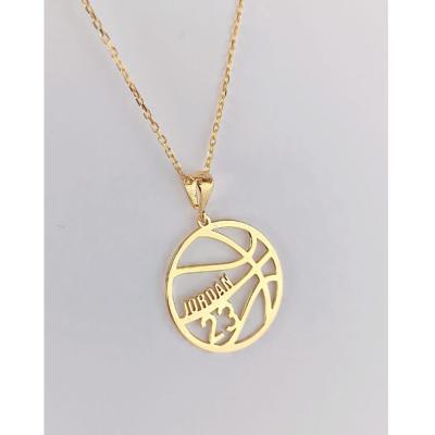 China New Products Gold Plated Basketball Necklace Nickel Free Wholesale No Faded Stainless Steel Sports Necklace Personalized Jewelry for sale