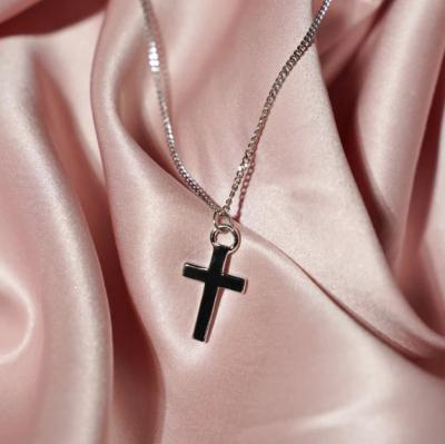 China New Trend Nickel Free Stainless Steel Gold Plated Cross Necklace, High Polished Tasty Small Cross Necklace for sale