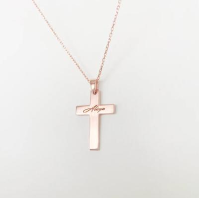 China New Design Nickel Free Rose Gold Cross Necklace For Women, High Polished Tasty Stainless Steel Statement Necklace Gifts For Her for sale