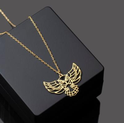 China Cheap Wholesale Nickel Free Stainless Steel Gold Plated Tasty Geometric Owl Necklace for sale