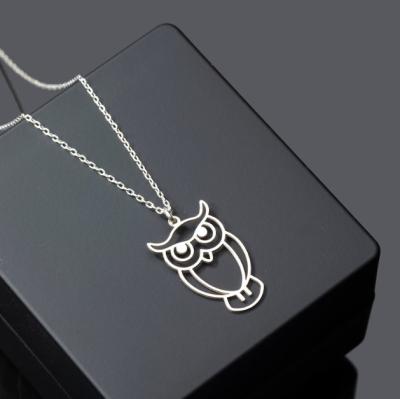 China Wholesale High Quality Stainless Steel Nickel Free Chic Owl Necklace, Waterproof Silver Plated Animal Pendant Necklace for sale