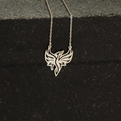 China New Trend Wholesale Nickel Free Stainless Steel Silver Plated Phoenix Pendant Necklace, High Polished Classic Phoenix Jewelry for sale