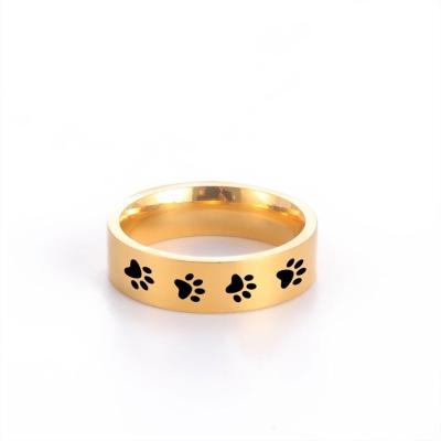 China High Polished 18k Gold Nickel Free Plated Cute Paw Print Ring, Custom Pet Memorial Pet Lover Ring, Perfect Gift for Dog Lover for sale