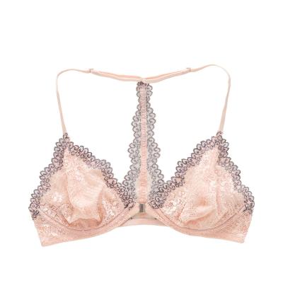 China Anti-Bacterial customized women bra Sexy Lace Ruffles Ladies Bra Front Closure Bra bow for sale