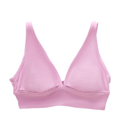 China Anti-Bacterial New style Women Modal certified recycled fabric Bra with Shoulder Strap  Black Pink Sexy Plain for sale