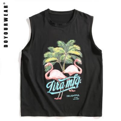 China Anti-pilling work out gym print logo custom mens tank top with high quality fabric for sale