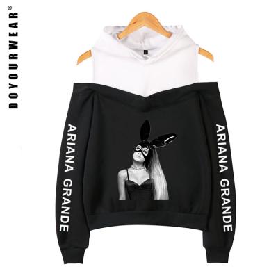 China Good quality factory anti-shrink fashion off the shoulder hoodies custom women for sale