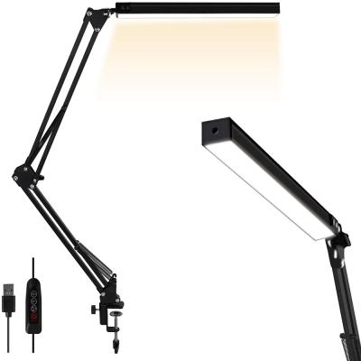 China Retractable Flexible Neck USB Powered Natural Daylight LED Desk Lamp Workbench Light Dimmable Drafting Table Lamp With Clamp for sale