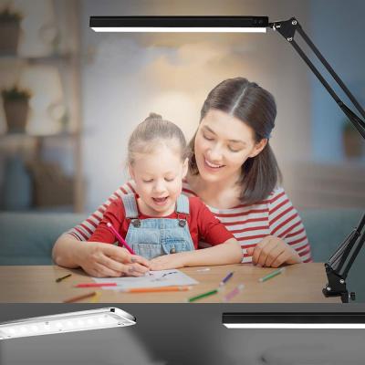 China Flexible Neck Metal Swing Arm Desk Lamp with Clamp, Modern Task Eye-care Lamp, Dimmable Desk Table Lamp with 3 Color Mode for sale