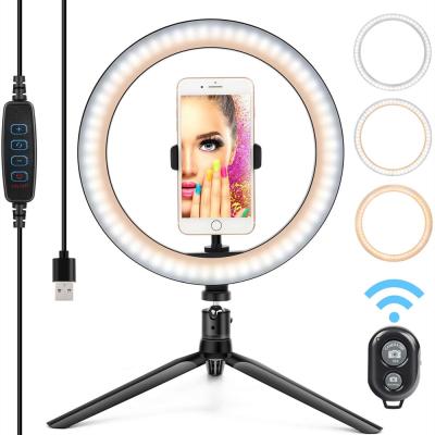 China LED Ring Light With Tripod Stand, 10 Inch Dimmable Live Light Kit 10 Brightness Fill Mobile Phone Light for sale