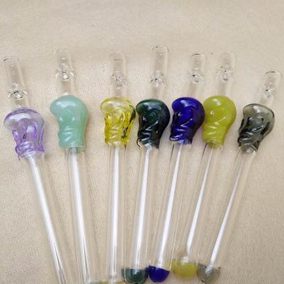 China 5 Inch One Hitter Skull Colored Glass Pipes Glass Taster Cigarette Filters Oil Burner Pipe for sale