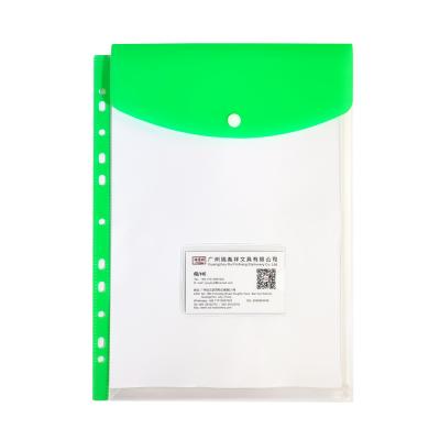 China Pocket 11 Holes PP Envelope Folder Bag Clear PP A4 PP Document File Binding Clear Plastic Folders for sale