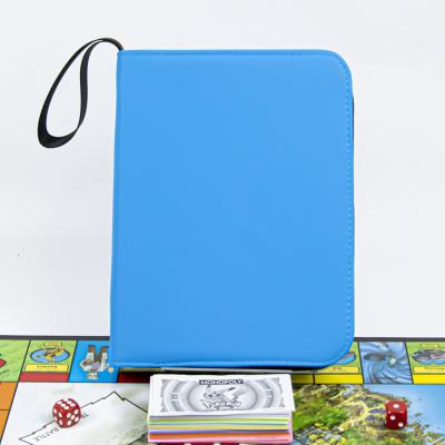 China Socket Cards Zipper Trading Card Album For Game 3 Ring PU Leather Cover Collectable Socket Covers Blue Portable 320 Cards 4-P Pockets Binder for sale