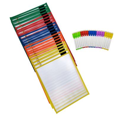 China Eco-Friendly/Durable Assorted Colors Assorted Reusable Plastic Dry Erase Pouches For Kids, Teachers, School, And Classroom Use for sale