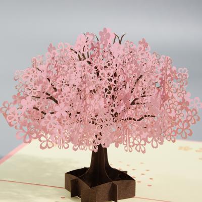 China America Europe 3D Auto Greeting Cards, Paper Love Cherry Blossom Pop Up Card for Mothers Day, Graduation, Spring, Valentines Day, Wedding for sale