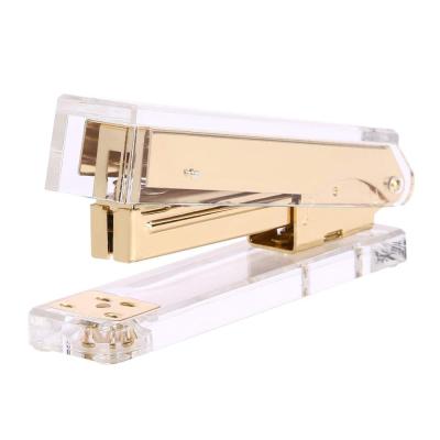 China Modern Acrylic Light Gold Desk Stapler With A Classic Modern Design Office Desk Accessory for sale