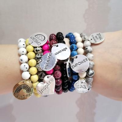 China Newest BOHEMIA Charm Bracelets For Women, Stretch Stone Bracelet Jewelry With Zircon for sale