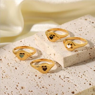 China FASHIONABLE Hot Sale Creative Ring 18K Gold Plated Cute Candy Color Heart Rings Stainless Steel Rings For Women for sale