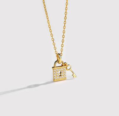 China FASHION Main Pendant Necklace s925 Sterling Silver Necklace Jewelry from QIFEI Exquisite Full Rhinestone Lock for sale