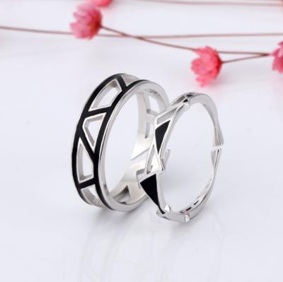 China Newest Design TRENDY Gift for Angular Love Couples Ring 925 Sterling Silver Hollow Men And Women's Gift Ring Jewelry for sale