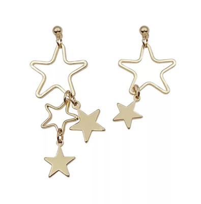 China Cute Two Drop Star Earrings Gold Plated Stainless Steel Teen Girls Earrings Fashion Party Earrings for sale