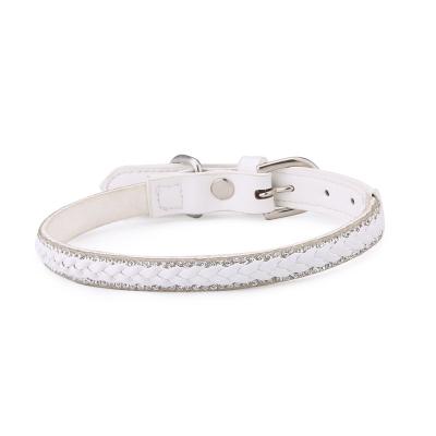 China Manufacturer Wholesale Eco-Friendly D Ring Adjustable Alloy Bling Bling Padded Leather Pet Collar Buckle for sale