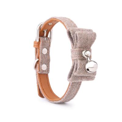 China Wholesale DETACHED Pet Felt Collar Supplies Puppy Kitten Solid Quick Release Breakaway Pet Collar With Bell for sale