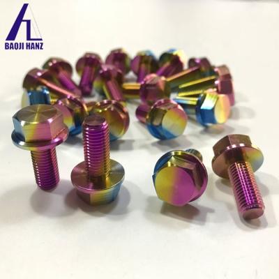 China Rainbow Grade5 Titanium Ti Bolts M6 M8 Titanium Hex Flange Screws On Hot Sale for sale