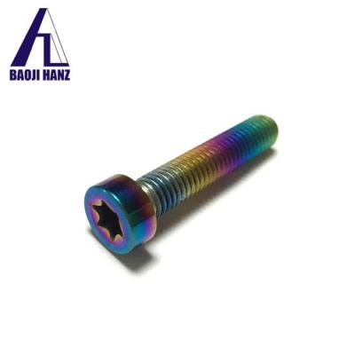 China High Strength T25 Bicycle Rainbow Burnt Colored Titanium Gr5 Screw Titanium Torx Bolt for sale